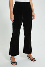 Load image into Gallery viewer, Redtag-Black-Velvet-Fit-&amp;-Flare-Pants-Celebrity-Trousers,-Colour:Black,-Filter:Women&#39;s-Clothing,-New-In,-New-In-LDC,-Non-Sale,-S22A,-Section:Women,-TBL-Women&#39;s-
