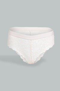 Redtag-Sage/Pale-Pink-Plain-Lace-Boyleg-Brief-(2-Pack)-Briefs-Boyleg-Women's-