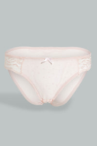 Redtag-Ivory/Dusty-Pink-Flock-Print-Bikini-Brief-(2-Pack)-Briefs-Bikini-Women's-