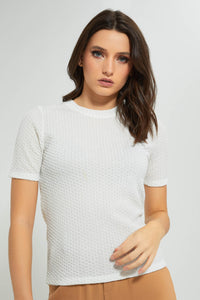 Redtag-White-Textured-Top-Tops-Women's-0