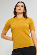 Load image into Gallery viewer, Redtag-Yellow-Textured-Top-Tops-Women&#39;s-0
