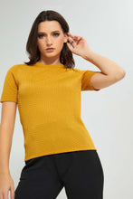 Load image into Gallery viewer, Redtag-Yellow-Textured-Top-Tops-Women&#39;s-0
