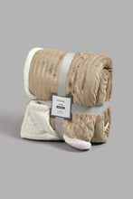 Load image into Gallery viewer, Redtag-Beige-Stripe-Reversible-Blanket-(Single-Size)-Blankets-Home-Bedroom-
