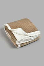 Load image into Gallery viewer, Redtag-Beige-Stripe-Reversible-Blanket-(Single-Size)-Blankets-Home-Bedroom-
