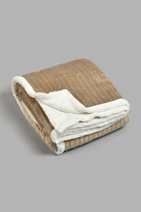 Redtag-Beige-Stripe-Reversible-Blanket-(Single-Size)-Blankets-Home-Bedroom-