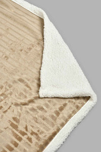 Redtag-Beige-Stripe-Reversible-Blanket-(Single-Size)-Blankets-Home-Bedroom-