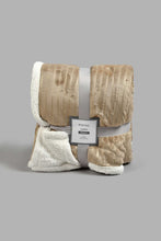 Load image into Gallery viewer, Redtag-Beige-Stripe-Reversible-Blanket-(Single-Size)-Blankets-Home-Bedroom-
