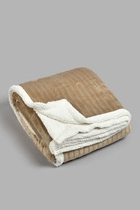 Redtag-Beige-Stripe-Reversible-Blanket-(Double-Size)-Blankets-Home-Bedroom-