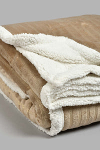 Redtag-Beige-Stripe-Reversible-Blanket-(Double-Size)-Blankets-Home-Bedroom-