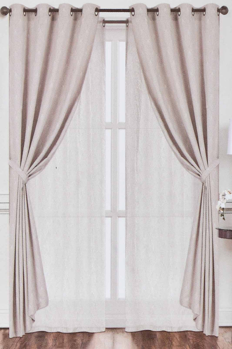 Redtag-Beige-Leaf-Jacquard-&-Sheer-4-Piece-Curtain-Set-Curtains-Home-Bedroom-