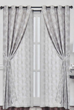 Load image into Gallery viewer, Redtag-Beige-Stripe-Jacquard-&amp;-Sheer-4-Piece-Curtain-Set-Curtains-Home-Bedroom-
