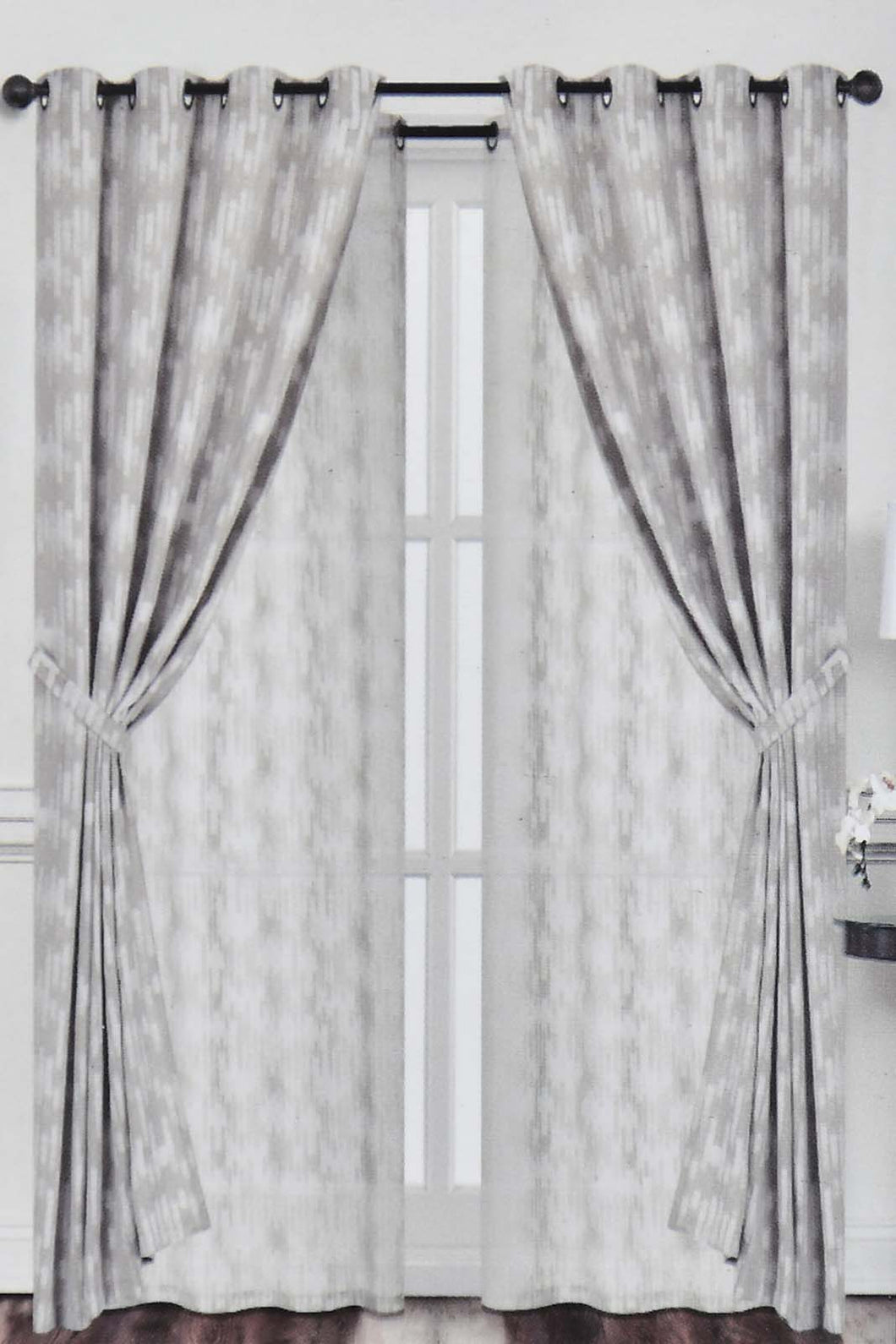 Redtag-Beige-Stripe-Jacquard-&-Sheer-4-Piece-Curtain-Set-Curtains-Home-Bedroom-