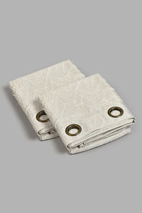 Redtag-Beige-Geometric-Jacquard-&-Sheer-4-Piece-Curtain-Set-Curtains-Home-Bedroom-