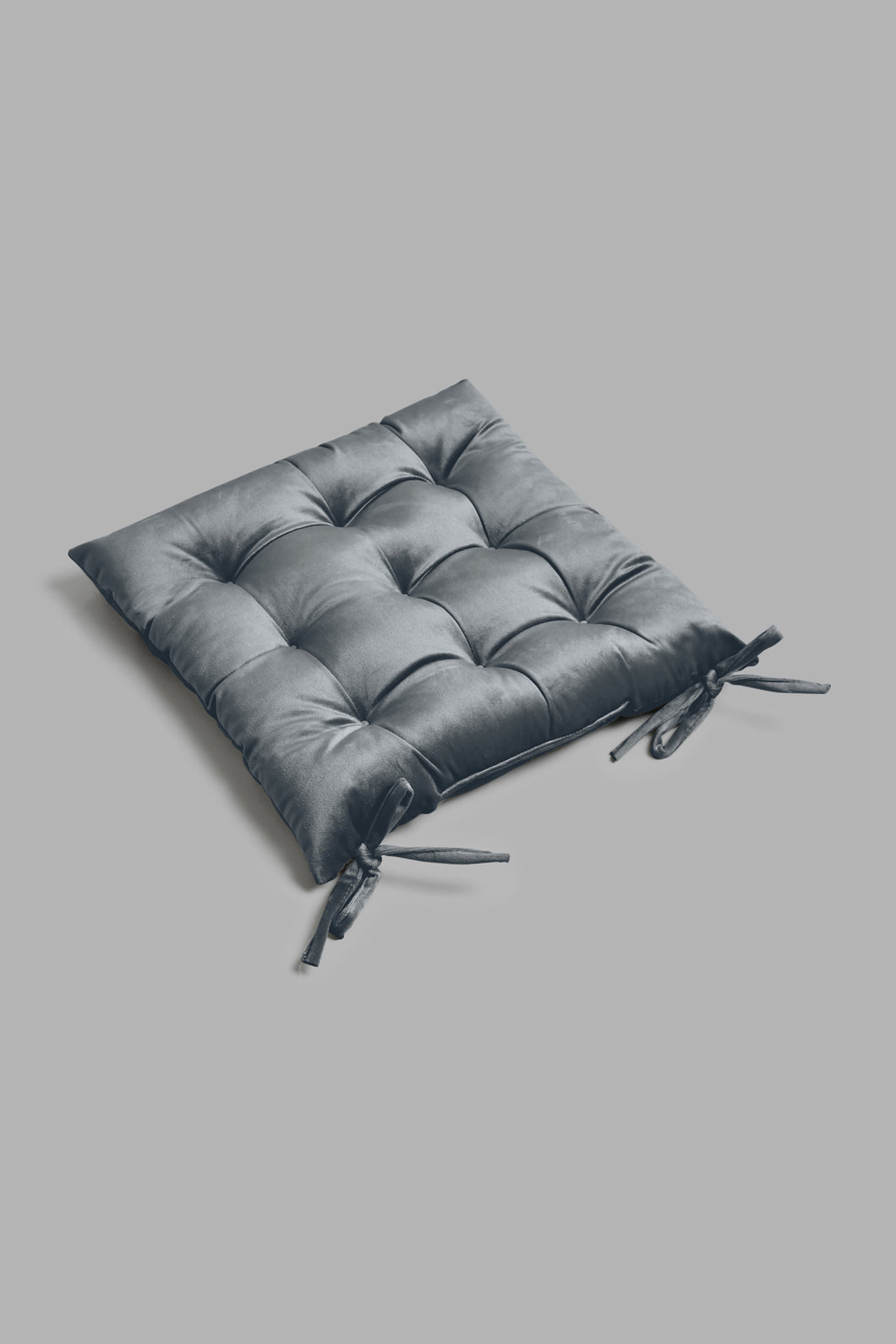 Redtag-Grey-Velvet-Chair-Pad-Chairpads-Home-Bedroom-