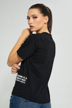 تنزيل الصورة على معرض الصور، Redtag-Black-T-Shirt-With-Print-Graphic-Prints-Women&#39;s-0
