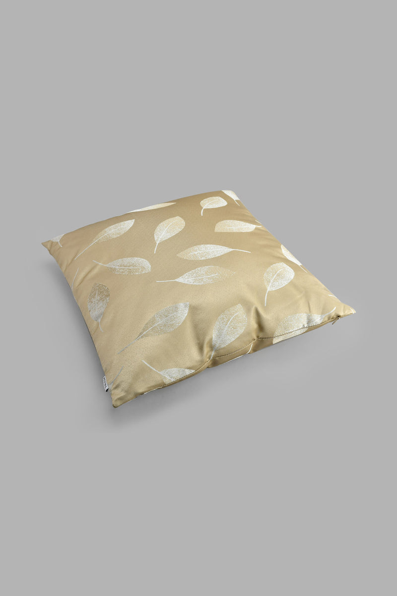 Redtag-Beige-Leaf-Jacquard-Cushion-Cushions-Home-Bedroom-