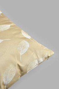 Redtag-Beige-Leaf-Jacquard-Cushion-Cushions-Home-Bedroom-
