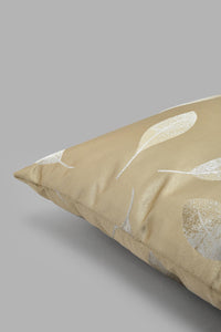 Redtag-Beige-Leaf-Jacquard-Cushion-Cushions-Home-Bedroom-