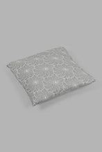 Load image into Gallery viewer, Redtag-Grey-Floral-Jacquard-Cushion-Cushions-Home-Bedroom-
