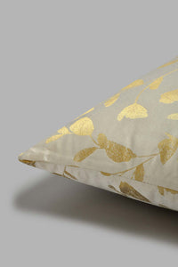 Redtag-Gold-Leaf-Jacquard-Cushion-Cushions-Home-Bedroom-