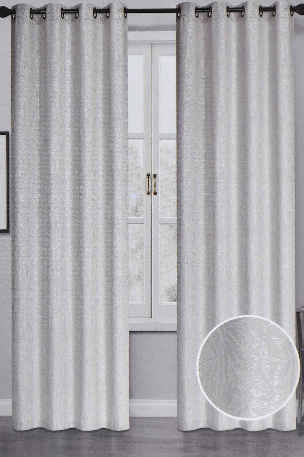 Redtag-Beige-2-Piece-Leaf-Jacquard-Curtain-Pair-Without-Lining-Curtains-Home-Bedroom-