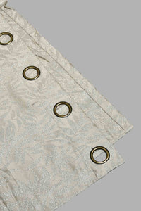 Redtag-Beige-2-Piece-Leaf-Jacquard-Curtain-Pair-Without-Lining-Curtains-Home-Bedroom-