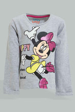 Load image into Gallery viewer, Redtag-Grey-Minnie-Mouse-Print-Sweat-Top-T-Shirt-Character,-Colour:Grey,-Filter:Infant-Girls-(3-to-24-Mths),-Infant-Girls-T-Shirts,-New-In,-New-In-ING,-Non-Sale,-Section:Kidswear,-TBL,-W21B-Infant-Girls-3 to 24 Months
