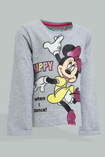 Load image into Gallery viewer, Redtag-Grey-Minnie-Mouse-Print-Sweat-Top-T-Shirt-Character,-Colour:Grey,-Filter:Infant-Girls-(3-to-24-Mths),-Infant-Girls-T-Shirts,-New-In,-New-In-ING,-Non-Sale,-Section:Kidswear,-TBL,-W21B-Infant-Girls-3 to 24 Months
