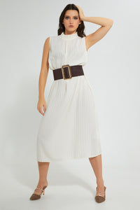 Redtag-Pleated-Dress-With-Belt-Dresses-Women's-0