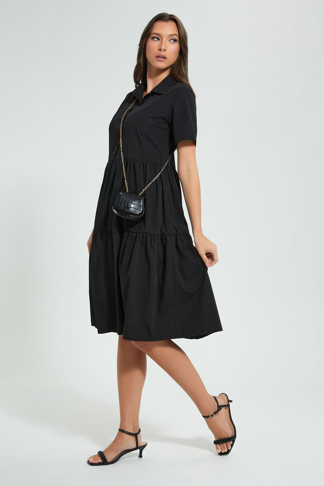 Redtag-Black-Tier-Dress-With-Bag-Celebrity-Dresses,-Colour:Black,-Filter:Women's-Clothing,-New-In,-New-In-LDC,-Non-Sale,-S22B,-Section:Women-Women's-