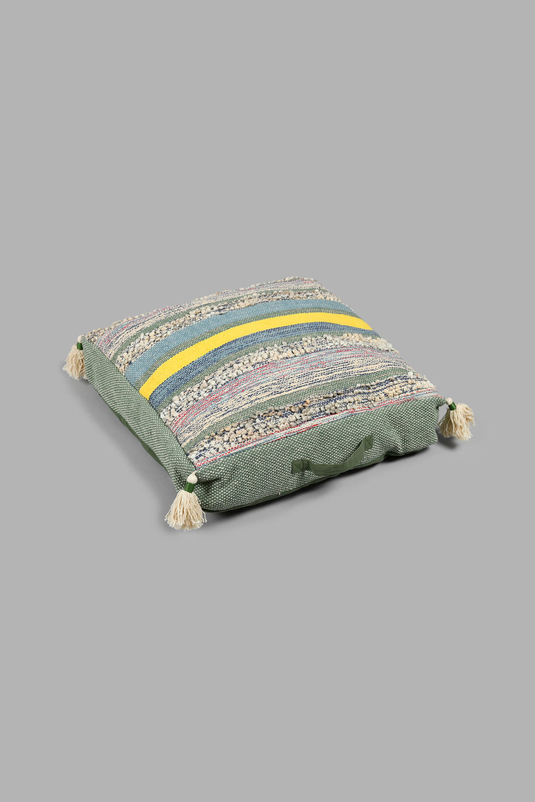 Redtag-Multicolour-Textured-Floor-Cushion-With-Tassels-Colour:Multicolour,-Filter:Home-Bedroom,-HMW-BED-Cushions,-New-In,-New-In-HMW-BED,-Non-Sale,-S22A,-Section:Homewares-Home-Bedroom-