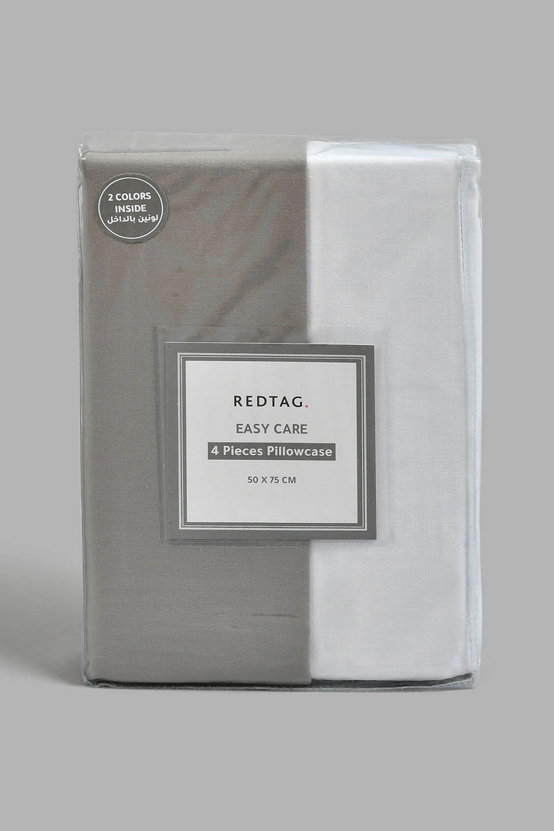 Redtag-Grey/White-Pillowcase-4-Piece-Set-Pillowcases-Home-Bedroom-