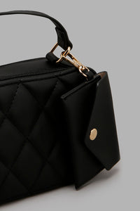 Redtag-Black-Crossbody-With-Quilting-And-Small-Pouch-Cross-Body-Bags-Women-