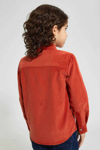 Redtag-Brown-Long-Sleeve-Corduroy-Shirt-Casual-Shirts-Boys-2 to 8 Years