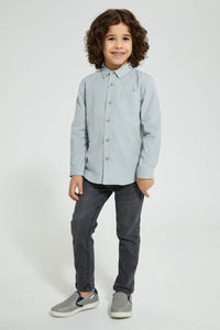 Redtag-Grey-Long-Sleeve-Corduroy-Shirt-Casual-Shirts-Boys-2 to 8 Years