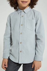 Redtag-Grey-Long-Sleeve-Corduroy-Shirt-Casual-Shirts-Boys-2 to 8 Years