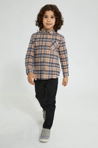 Redtag-Stone-Long-Sleeve-Check-Shirt-Casual-Shirts-Boys-2 to 8 Years