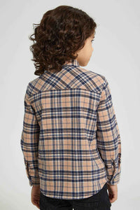 Redtag-Stone-Long-Sleeve-Check-Shirt-Casual-Shirts-Boys-2 to 8 Years