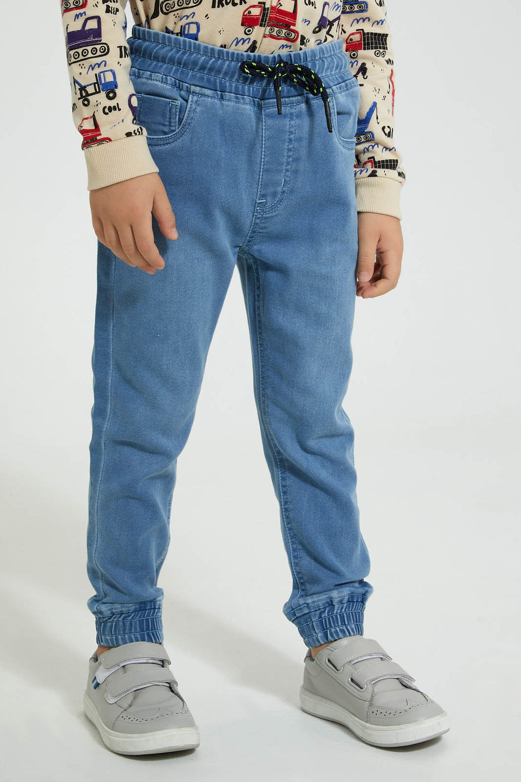 Redtag-Lightwash-Elasticated-Waist-Jogger-Jean-Jeans-Pull-On-Boys-2 to 8 Years