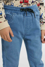 Load image into Gallery viewer, Redtag-Lightwash-Elasticated-Waist-Jogger-Jean-Jeans-Pull-On-Boys-2 to 8 Years
