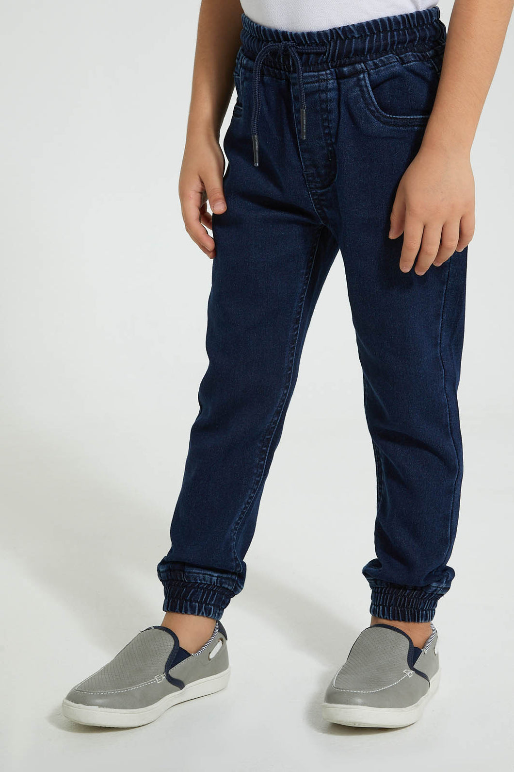 Redtag-Darkwash-Elasticated-Waist-Jogger-Jean-Jeans-Pull-On-Boys-2 to 8 Years