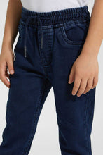 Load image into Gallery viewer, Redtag-Darkwash-Elasticated-Waist-Jogger-Jean-Jeans-Pull-On-Boys-2 to 8 Years
