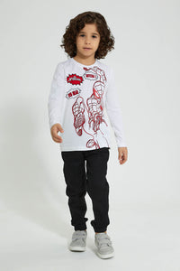 Redtag-Black-Elasticated-Waist-Jogger-Jean-Jeans-Pull-On-Boys-2 to 8 Years