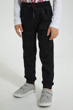 Load image into Gallery viewer, Redtag-Black-Elasticated-Waist-Jogger-Jean-Jeans-Pull-On-Boys-2 to 8 Years
