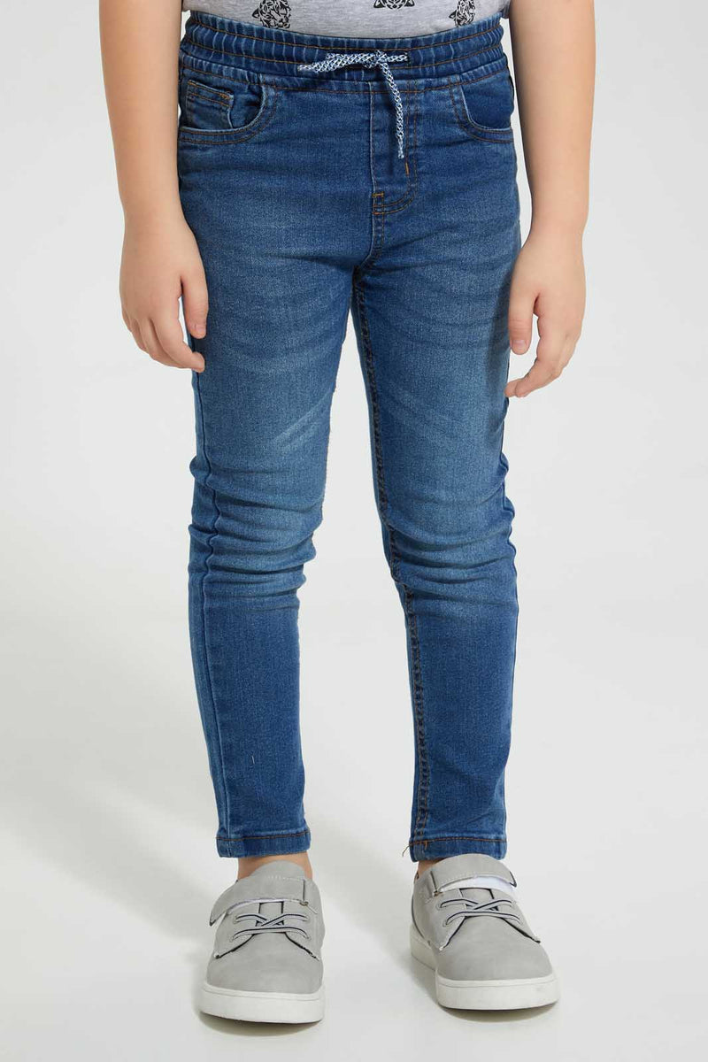 Redtag-Indigo-Elasticated-Waist-Jean-For-Boys-Jeans-Slim-Fit-Boys-2 to 8 Years