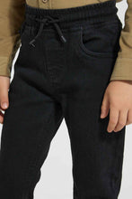 Load image into Gallery viewer, Redtag-Black-Elasticated-Waist-Jean-Jeans-Slim-Fit-Boys-2 to 8 Years
