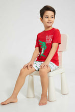 Load image into Gallery viewer, Redtag-Red-Alligator-Day-Off-Short-Sleeve-T-Shirt-And-Short-Set-Pyjama-Sets-Boys-2 to 8 Years
