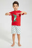 Redtag-Red-Alligator-Day-Off-Short-Sleeve-T-Shirt-And-Short-Set-Pyjama-Sets-Boys-2 to 8 Years