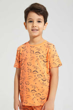 Load image into Gallery viewer, Redtag-Coral-Dino-Aop-T-Shirt-And-Aop-Short-Set-Pyjama-Sets-Boys-2 to 8 Years
