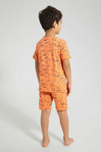 Load image into Gallery viewer, Redtag-Coral-Dino-Aop-T-Shirt-And-Aop-Short-Set-Pyjama-Sets-Boys-2 to 8 Years
